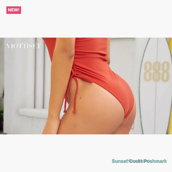 Ruched High Cut One Piece Swimsuit Tummy Control Monokini - Picture 7 of 7